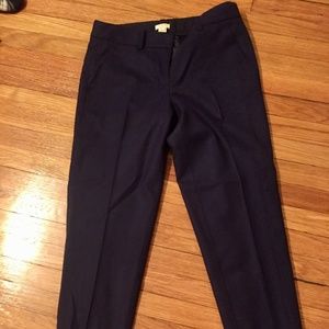 J Crew Navy navy wool cropped work trouser pant 0